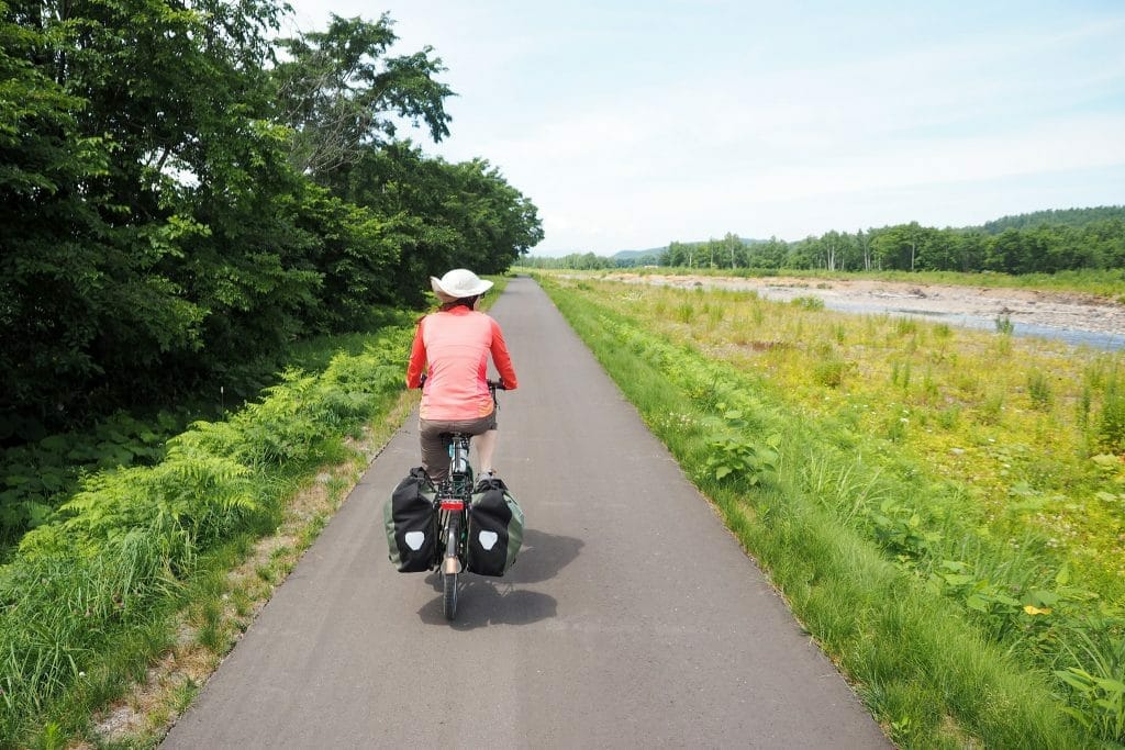 Cycle touring with a camper in Furano, Hokkaido